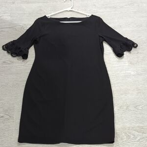 Ivanka Trump Black Sheath Dress with Ruffled Bell Sleeves